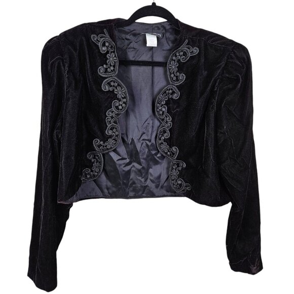 david rose Jackets & Blazers - Vintage David Rose Black Velvet Lace Crop Bolero Style Jacket Blazer Size XLarge